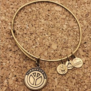5/$21 ❤️ Alex and Ani Turn Peace Up Charm Bangle Gold Bracelet 2012